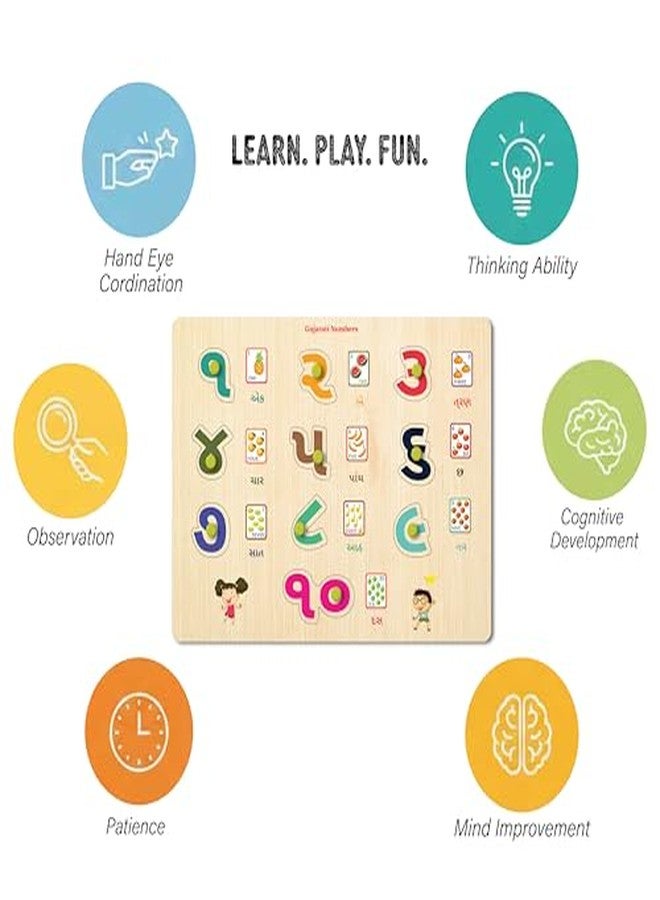 Khilonewale Set of 2 Wooden Knob Puzzles in Gujarati | Educational Alphabet & Numbers Puzzle for Kids 3+ Years | 9x12 inch Board | Early Learning Toy (Number+Vowel) - Image 4